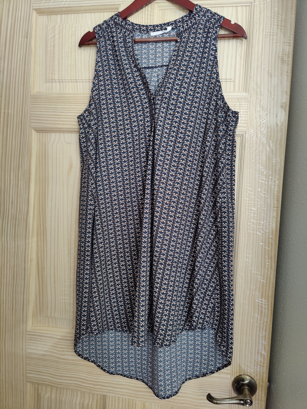 Lush Navy and White Sleeveless High-Low Dress
